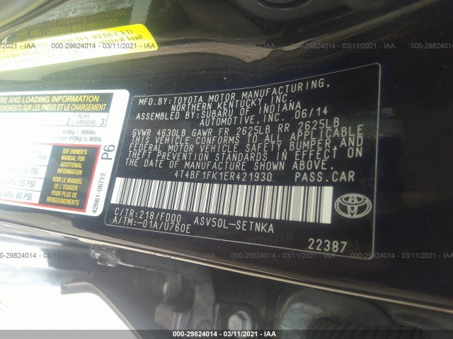 Photo 8 VIN: 4T4BF1FK1ER421930 - TOYOTA CAMRY 