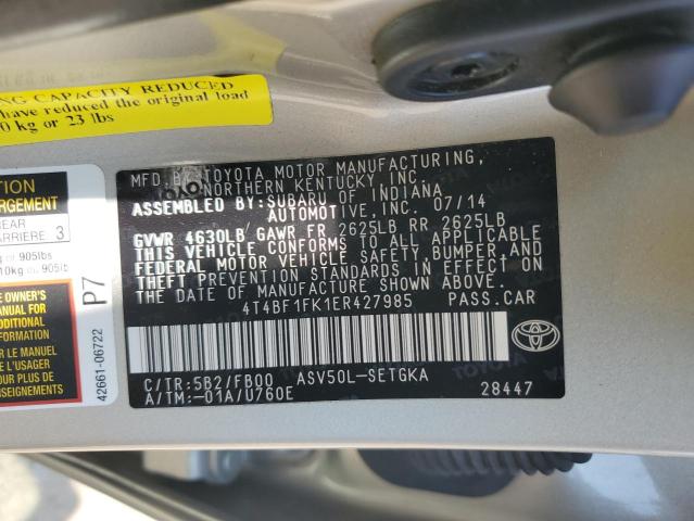 Photo 11 VIN: 4T4BF1FK1ER427985 - TOYOTA CAMRY L 