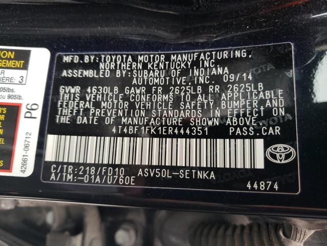 Photo 11 VIN: 4T4BF1FK1ER444351 - TOYOTA CAMRY L 