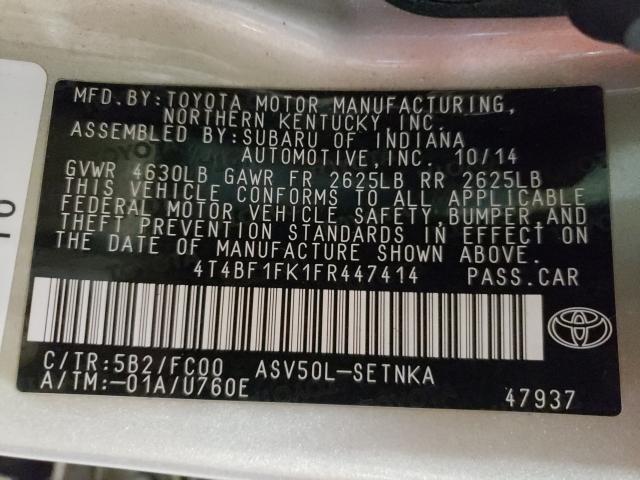 Photo 9 VIN: 4T4BF1FK1FR447414 - TOYOTA CAMRY LE 