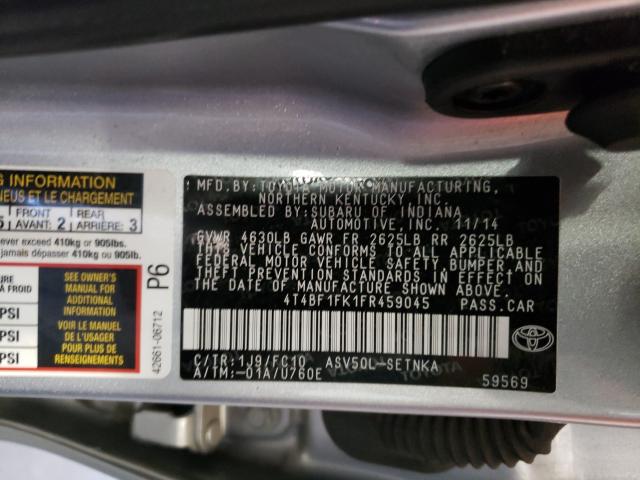 Photo 9 VIN: 4T4BF1FK1FR459045 - TOYOTA CAMRY LE 