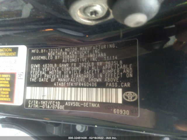 Photo 8 VIN: 4T4BF1FK1FR460406 - TOYOTA CAMRY 