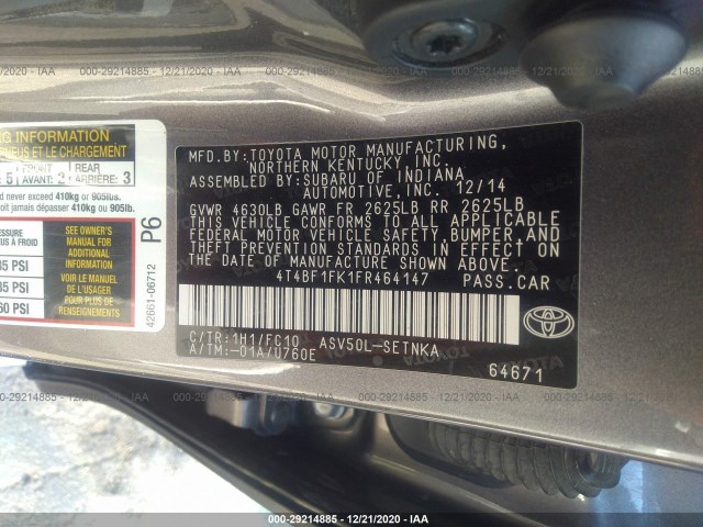 Photo 8 VIN: 4T4BF1FK1FR464147 - TOYOTA CAMRY 