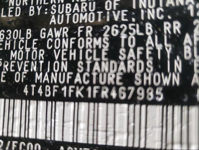 Photo 9 VIN: 4T4BF1FK1FR467985 - TOYOTA CAMRY LE 