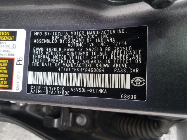 Photo 9 VIN: 4T4BF1FK1FR468084 - TOYOTA CAMRY LE 