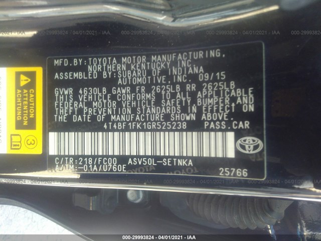 Photo 8 VIN: 4T4BF1FK1GR525238 - TOYOTA CAMRY 