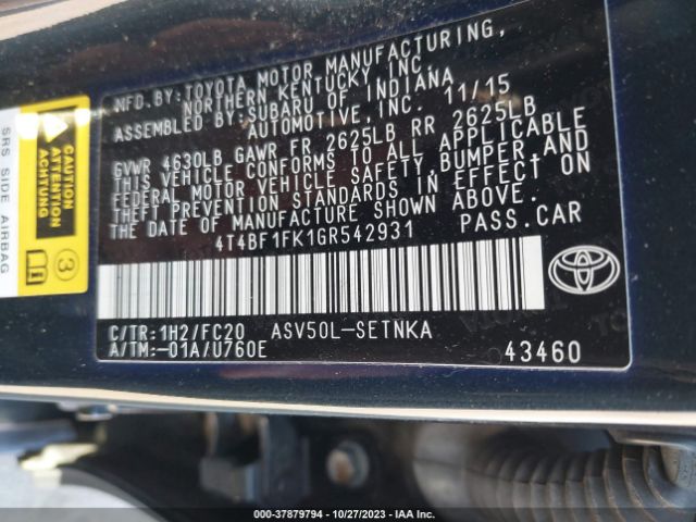 Photo 8 VIN: 4T4BF1FK1GR542931 - TOYOTA CAMRY 