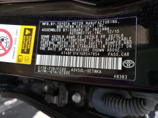 Photo 9 VIN: 4T4BF1FK1GR547854 - TOYOTA CAMRY LE 