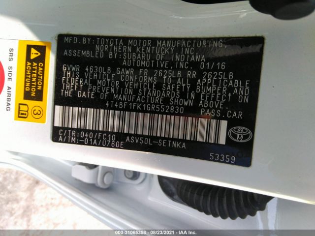 Photo 8 VIN: 4T4BF1FK1GR552830 - TOYOTA CAMRY 