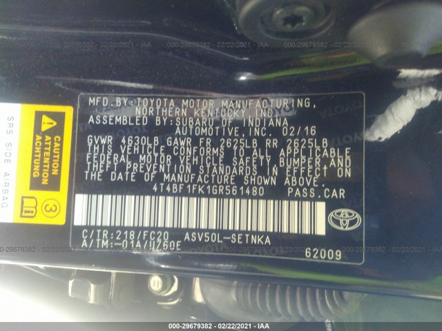 Photo 8 VIN: 4T4BF1FK1GR561480 - TOYOTA CAMRY 