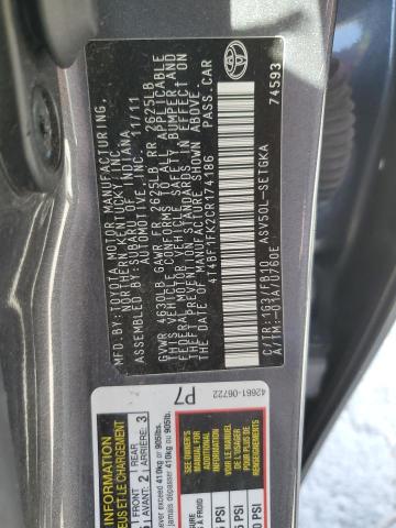 Photo 11 VIN: 4T4BF1FK2CR174186 - TOYOTA CAMRY 