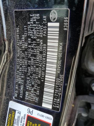 Photo 11 VIN: 4T4BF1FK2CR183289 - TOYOTA CAMRY 