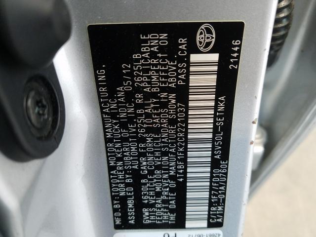 Photo 9 VIN: 4T4BF1FK2CR221037 - TOYOTA CAMRY BASE 