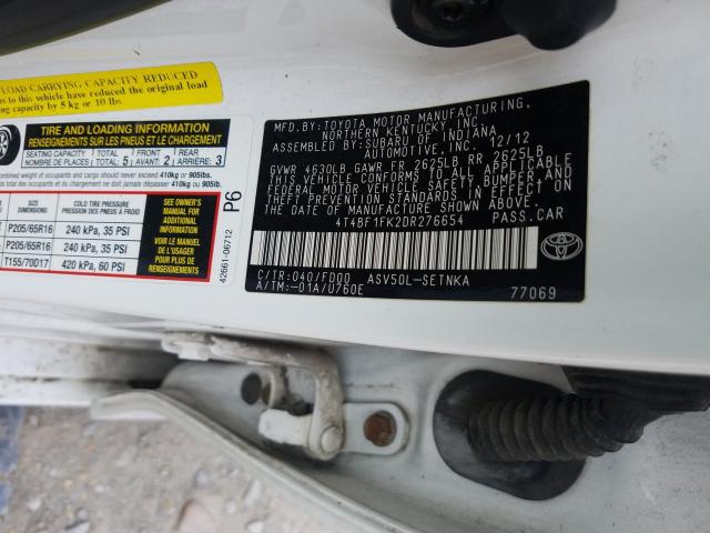 Photo 9 VIN: 4T4BF1FK2DR276654 - TOYOTA CAMRY L 