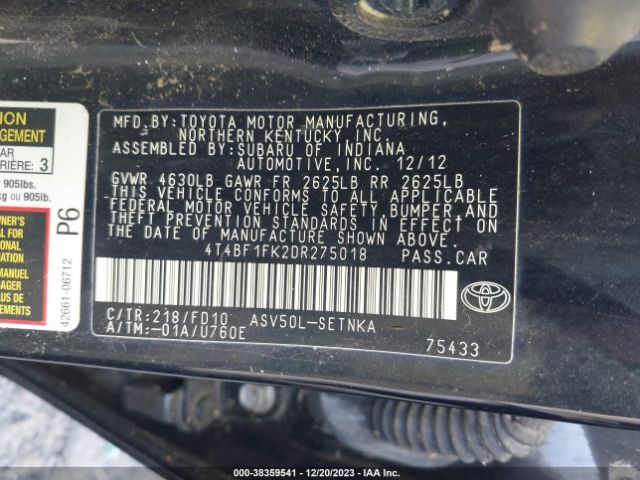 Photo 8 VIN: 4T4BF1FK2DR278501 - TOYOTA CAMRY 