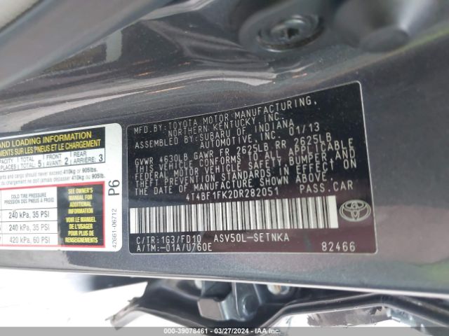 Photo 8 VIN: 4T4BF1FK2DR282051 - TOYOTA CAMRY 