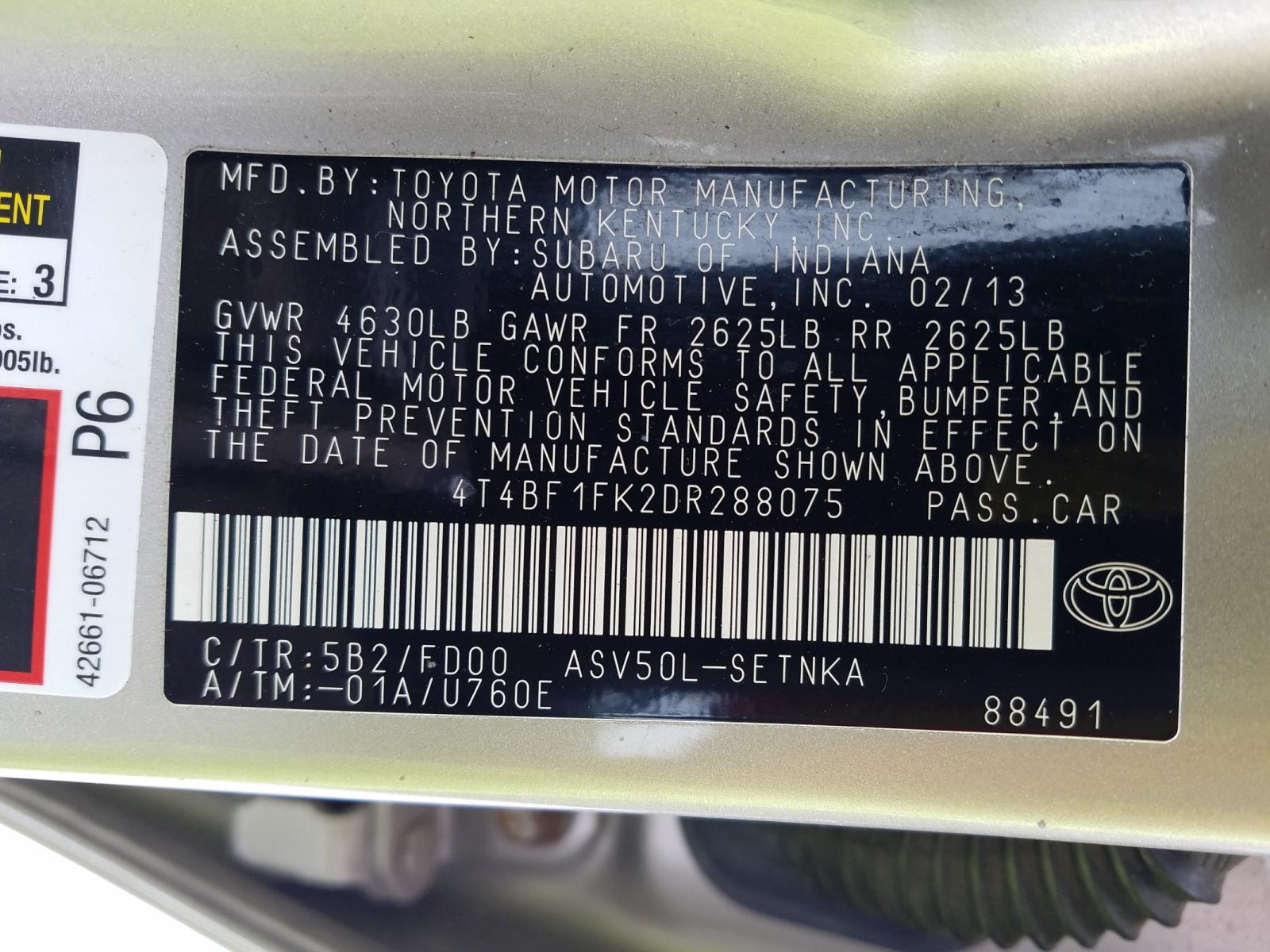 Photo 9 VIN: 4T4BF1FK2DR288075 - TOYOTA CAMRY L 