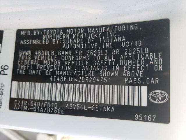 Photo 11 VIN: 4T4BF1FK2DR294751 - TOYOTA CAMRY L 