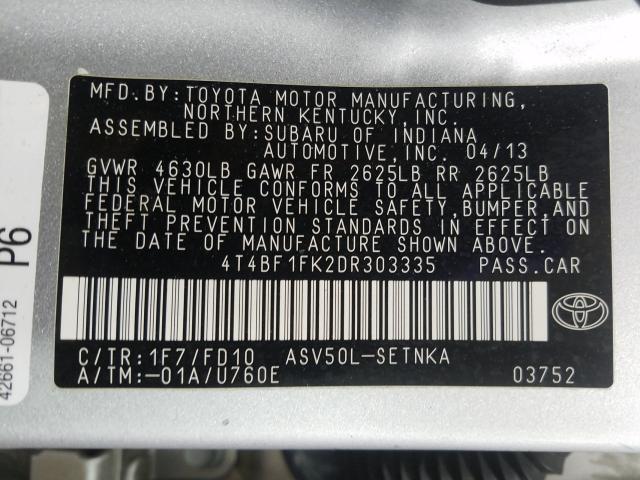 Photo 9 VIN: 4T4BF1FK2DR303335 - TOYOTA CAMRY L 