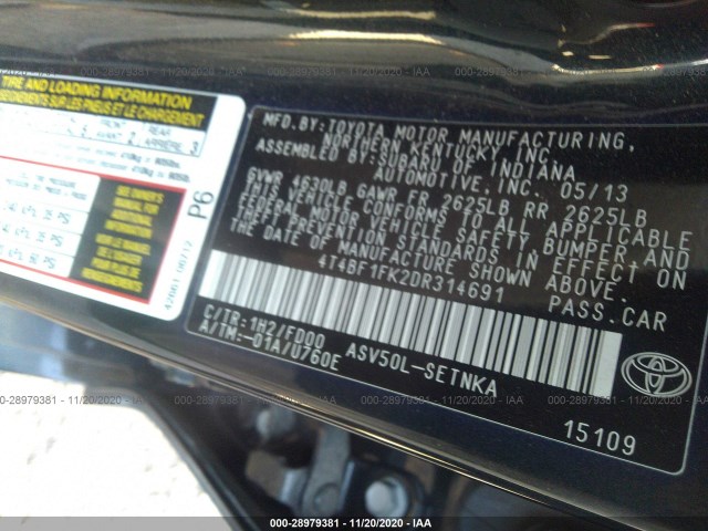 Photo 8 VIN: 4T4BF1FK2DR314691 - TOYOTA CAMRY 