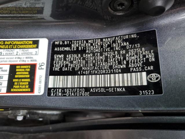 Photo 11 VIN: 4T4BF1FK2DR331104 - TOYOTA CAMRY L 