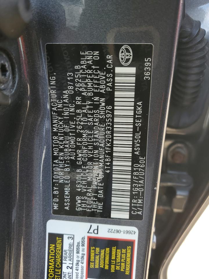 Photo 12 VIN: 4T4BF1FK2DR335976 - TOYOTA CAMRY 