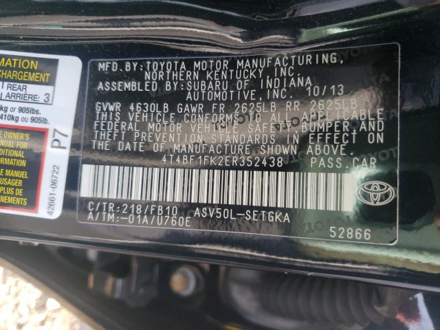 Photo 9 VIN: 4T4BF1FK2ER352438 - TOYOTA CAMRY L 