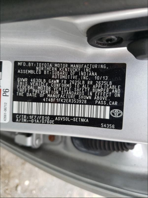 Photo 9 VIN: 4T4BF1FK2ER353928 - TOYOTA CAMRY L 