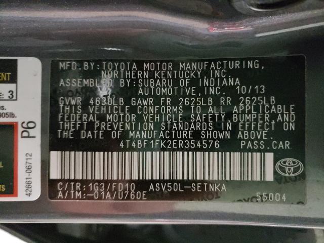 Photo 9 VIN: 4T4BF1FK2ER354576 - TOYOTA CAMRY LE 