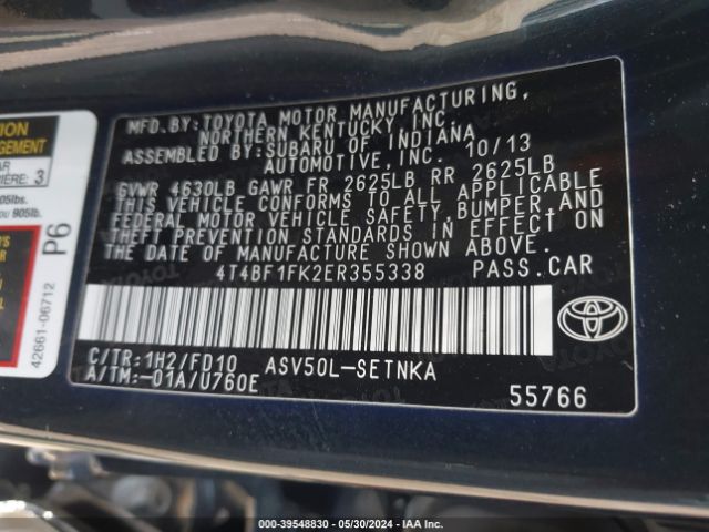 Photo 8 VIN: 4T4BF1FK2ER355338 - TOYOTA CAMRY 