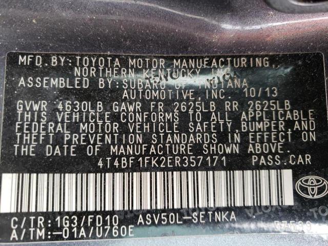 Photo 9 VIN: 4T4BF1FK2ER357171 - TOYOTA CAMRY L 