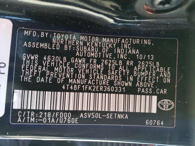 Photo 11 VIN: 4T4BF1FK2ER360331 - TOYOTA CAMRY 