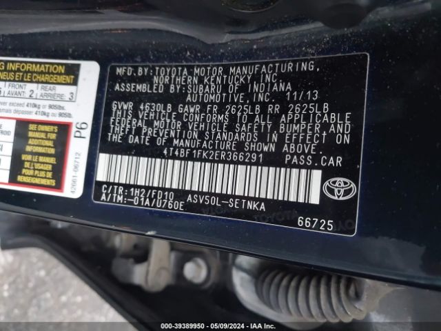 Photo 8 VIN: 4T4BF1FK2ER366291 - TOYOTA CAMRY 