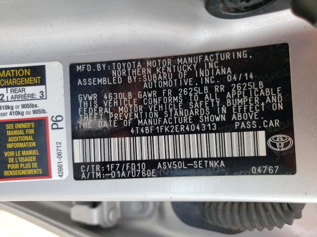 Photo 9 VIN: 4T4BF1FK2ER404313 - TOYOTA CAMRY L 