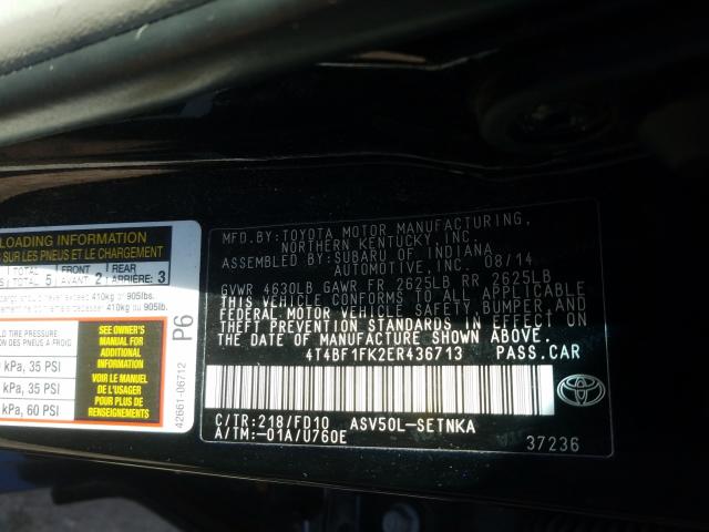 Photo 9 VIN: 4T4BF1FK2ER436713 - TOYOTA CAMRY L 