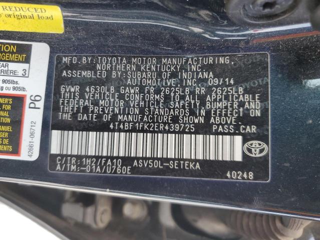 Photo 12 VIN: 4T4BF1FK2ER439725 - TOYOTA CAMRY L 