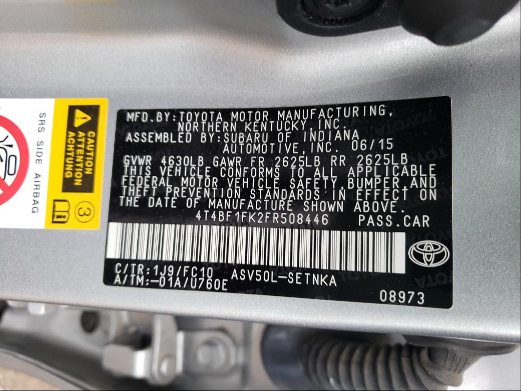 Photo 9 VIN: 4T4BF1FK2FR508446 - TOYOTA CAMRY LE 