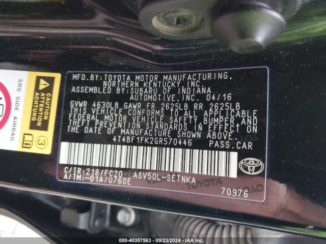 Photo 8 VIN: 4T4BF1FK2GR570446 - TOYOTA CAMRY 