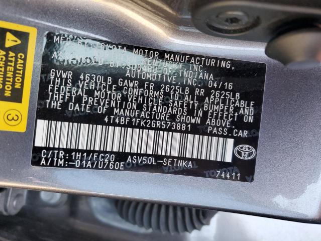 Photo 11 VIN: 4T4BF1FK2GR573881 - TOYOTA CAMRY LE 