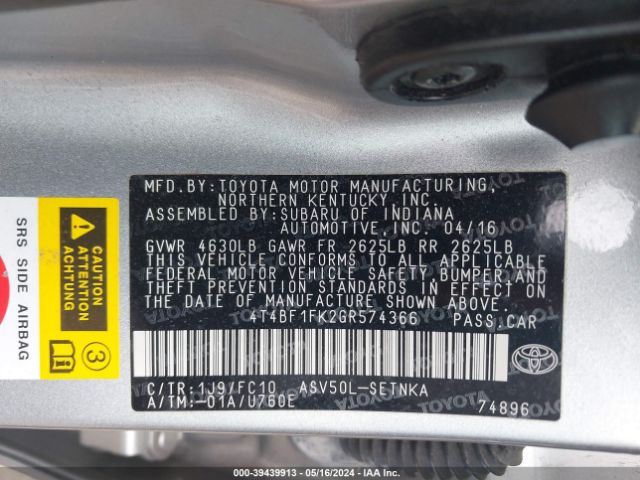 Photo 8 VIN: 4T4BF1FK2GR574366 - TOYOTA CAMRY 