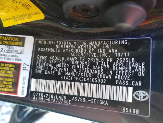 Photo 9 VIN: 4T4BF1FK3CR165092 - TOYOTA CAMRY BASE 