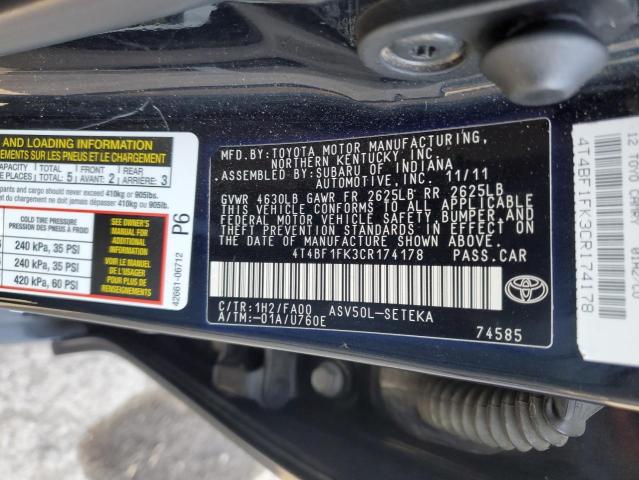 Photo 11 VIN: 4T4BF1FK3CR174178 - TOYOTA CAMRY 