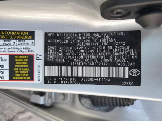 Photo 11 VIN: 4T4BF1FK3CR202142 - TOYOTA CAMRY BASE 