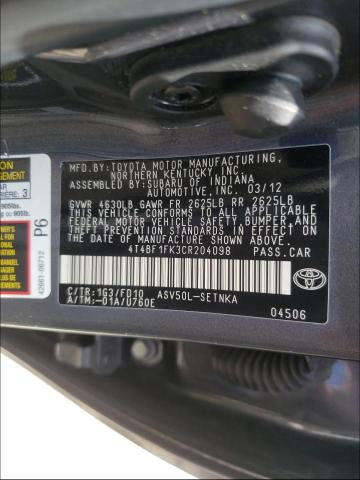 Photo 9 VIN: 4T4BF1FK3CR204098 - TOYOTA CAMRY BASE 