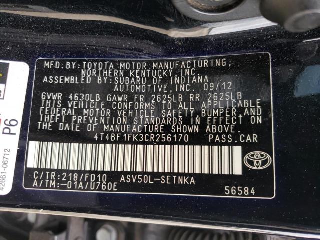 Photo 11 VIN: 4T4BF1FK3CR256170 - TOYOTA CAMRY BASE 