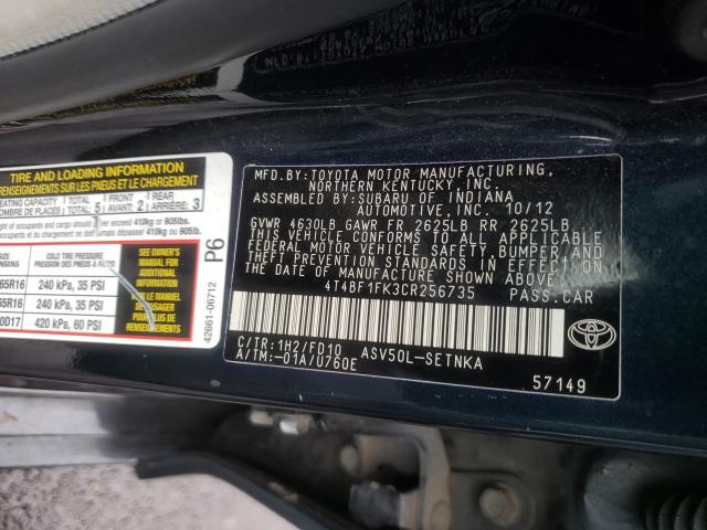 Photo 9 VIN: 4T4BF1FK3CR256735 - TOYOTA CAMRY BASE 