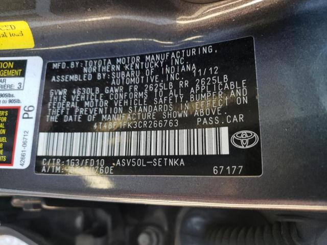 Photo 9 VIN: 4T4BF1FK3CR266763 - TOYOTA CAMRY BASE 