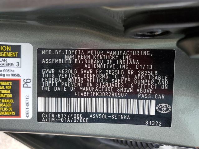 Photo 11 VIN: 4T4BF1FK3DR280907 - TOYOTA CAMRY L 