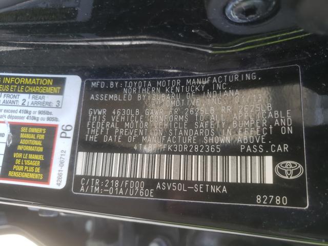 Photo 9 VIN: 4T4BF1FK3DR282365 - TOYOTA CAMRY L 