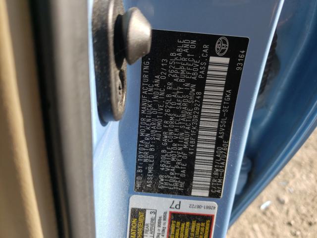 Photo 9 VIN: 4T4BF1FK3DR292748 - TOYOTA CAMRY L 